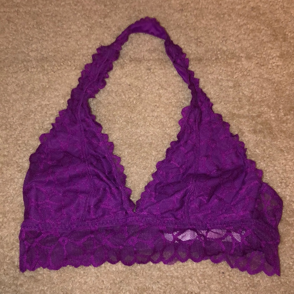 PINK lace halter bralette
